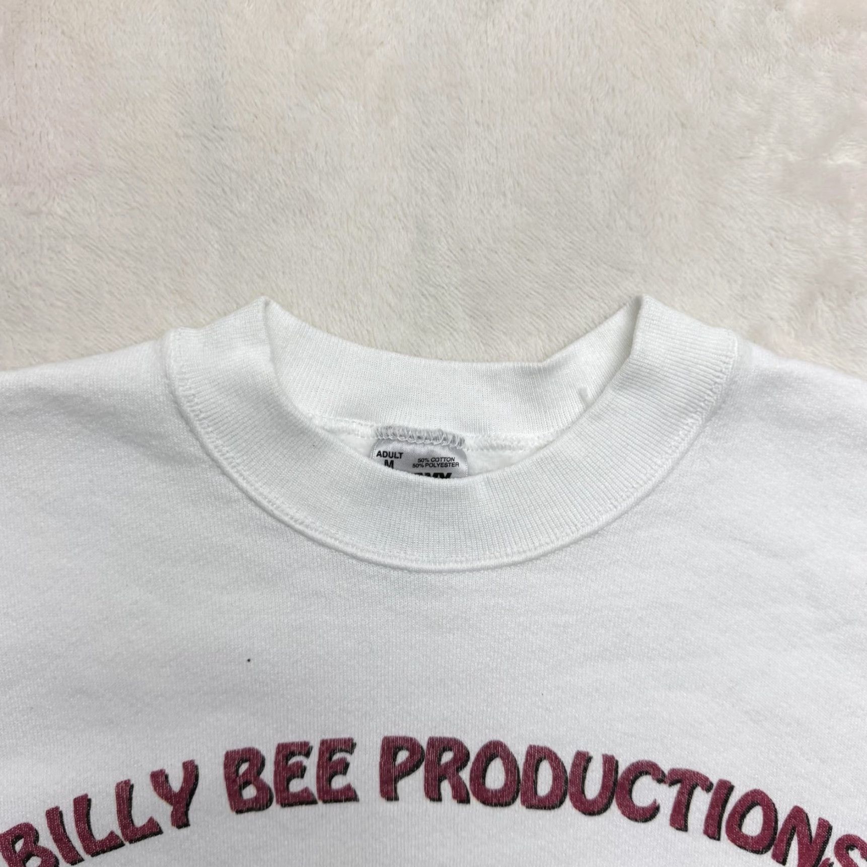 Fruit Of The Loom VINTAGE Billy Bee Productions Sweatshirt Mens M White Cartoon Graphic 90s Size US M / EU 48-50 / 2 - 3 Thumbnail