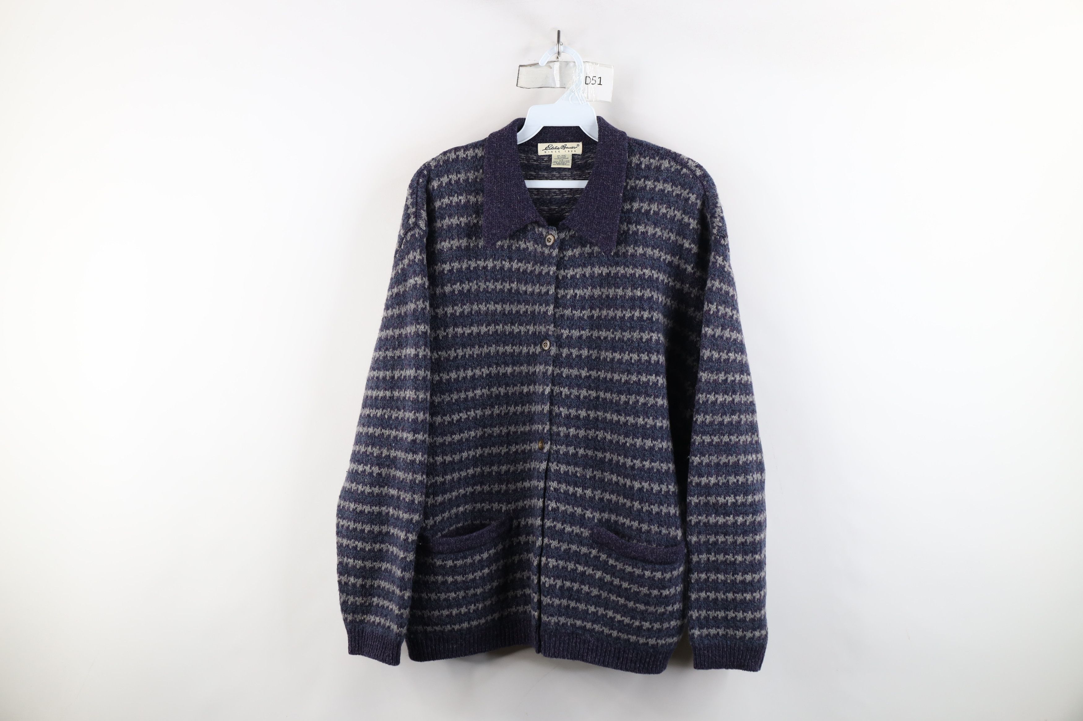 Eddie Bauer × Vintage Vintage 90s Eddie Bauer Houndstooth Collared Sweater Size L / US 10 / IT 46 - 1 Thumbnail