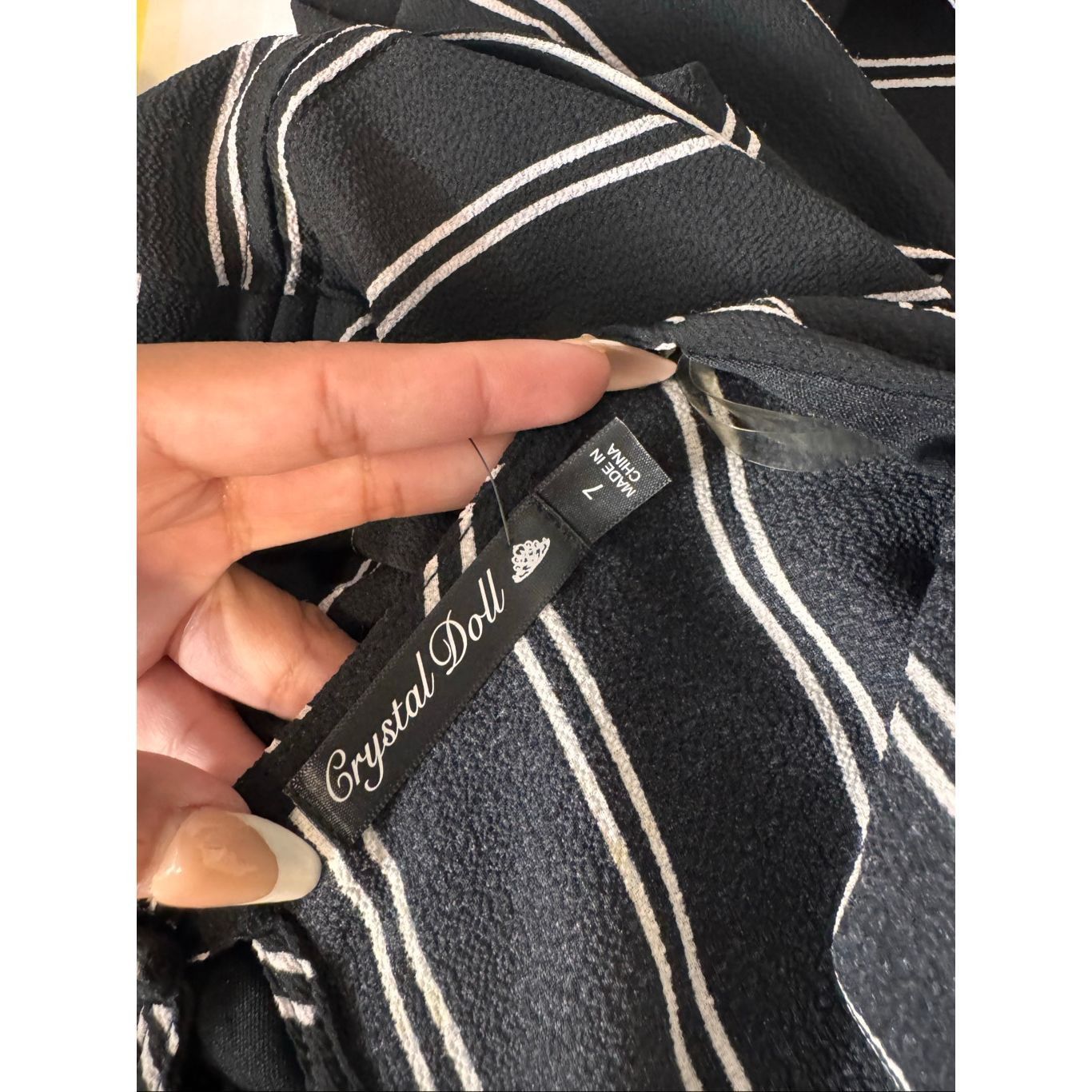 Other Crystal Doll Black White Striped Jumpsuit Size 7 – Belted Wi Size 28" / US 6 / IT 42 - 3 Thumbnail