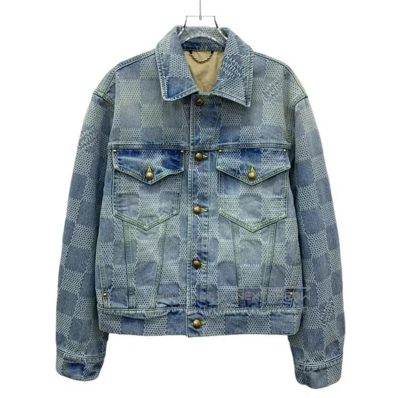 Louis Vuitton Louis Vuitton 25 Light Blue Checkerboard Cotton Lapel Sing Size US S / EU 44-46 / 1 - 1 Thumbnail