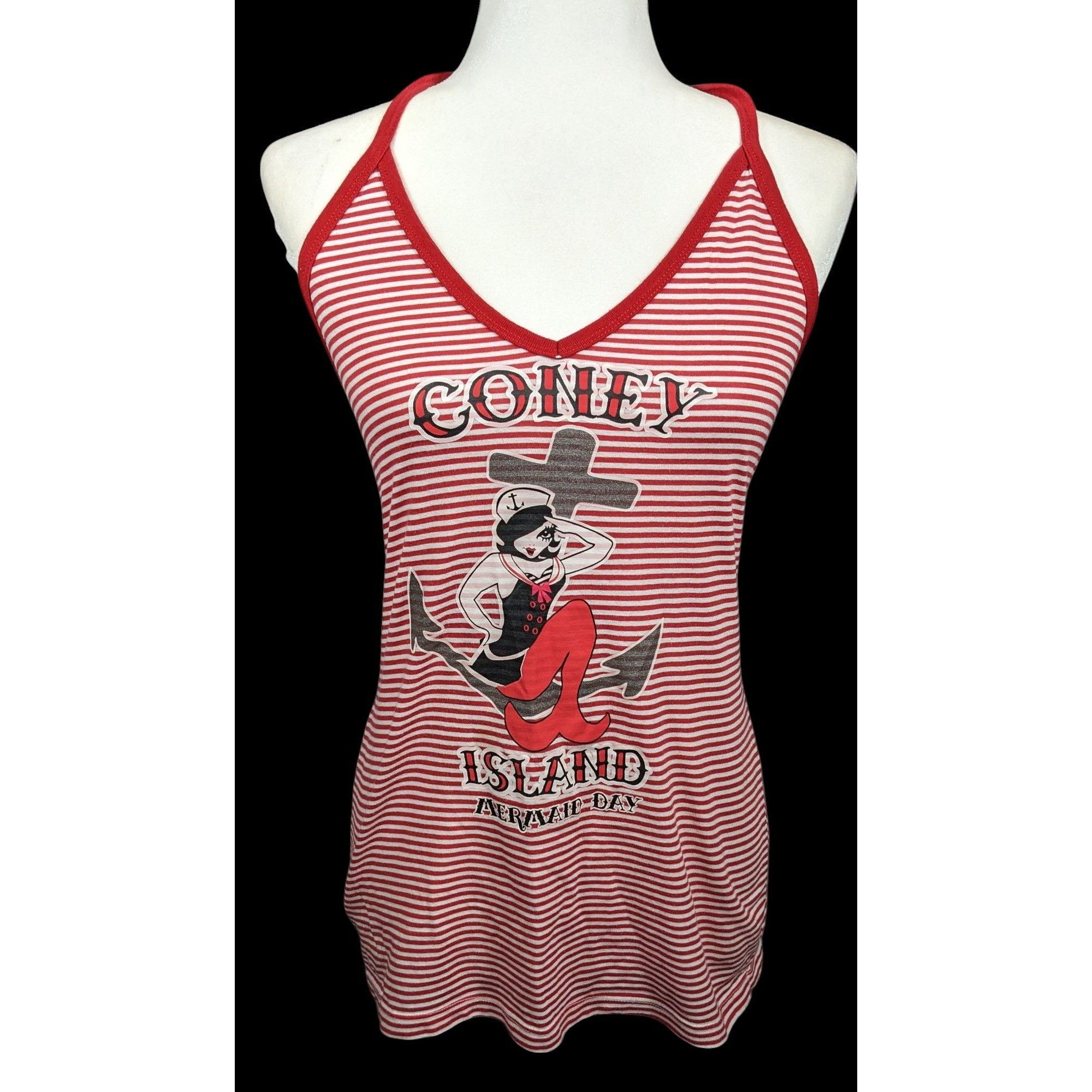 Other Vintage Retro Pinup Coney Island Mermaid Day Striped Halter Size XL / US 12-14 / IT 48-50 - 1 Thumbnail