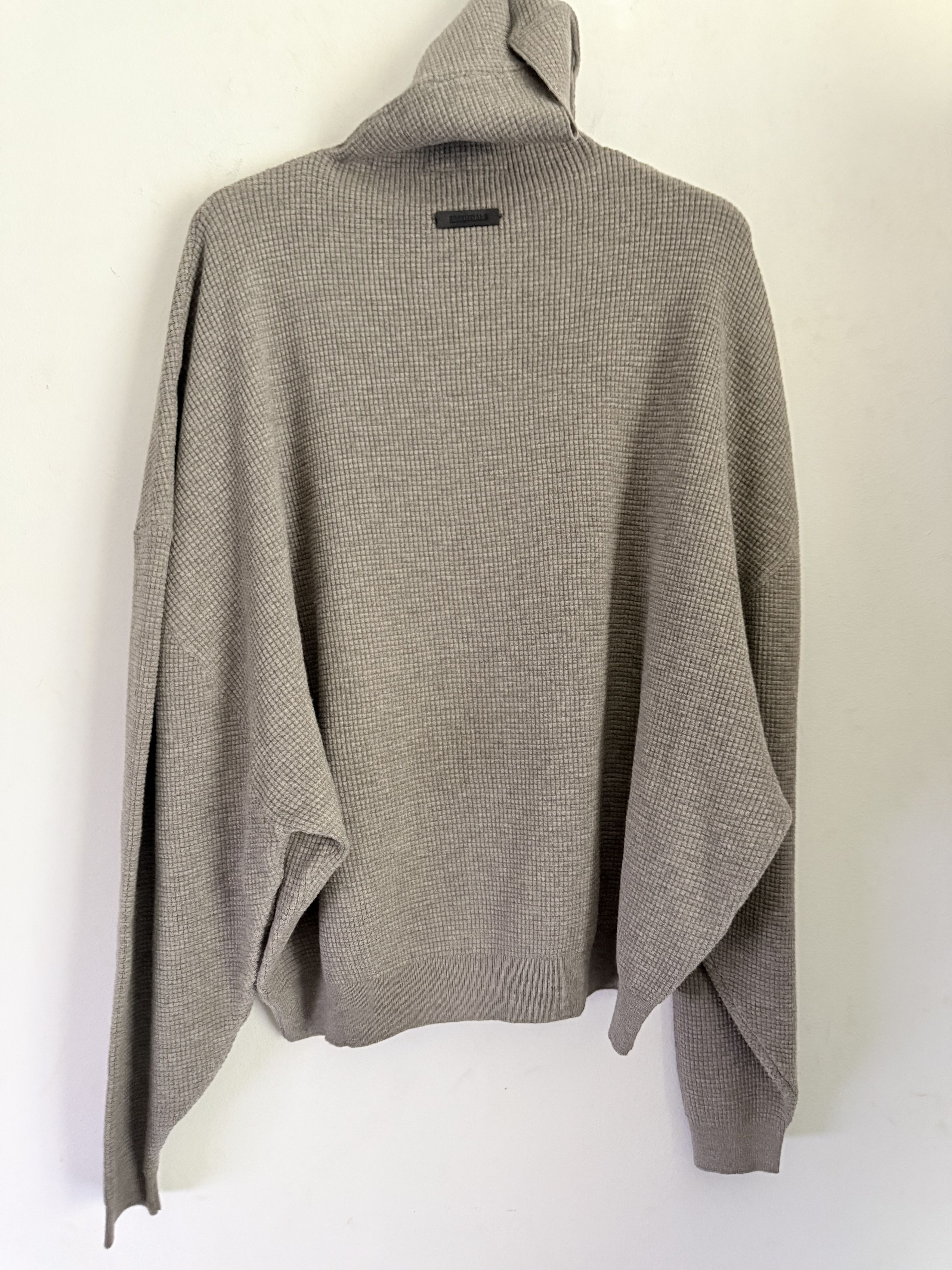 Essentials Heather Grey Heavy Waffle Knit Turtleneck Sweater Size US L / EU 52-54 / 3 - 6 Thumbnail