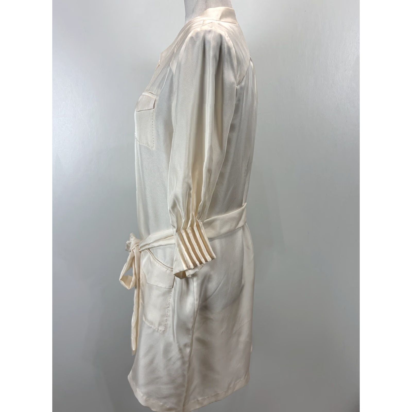 Vintage VINTAGE Eva Khurshid Silk Shift Dress Women’s Size 10 Ivory Short Sleeve Pockets Party Summer Size L / US 10 / IT 46 - 2 Thumbnail