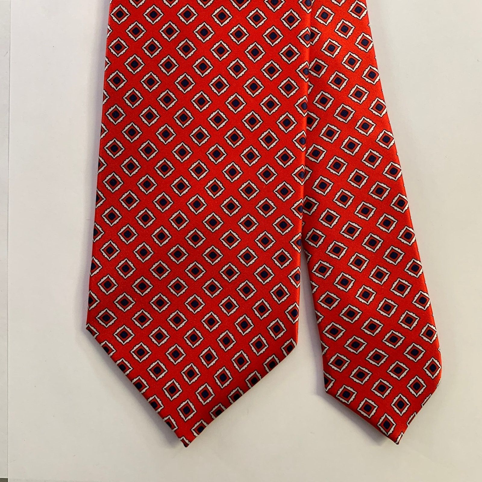 Dolcepunta DOLCEPUNTA Red Navy Diamond Silk Tie Size ONE SIZE - 1 Thumbnail