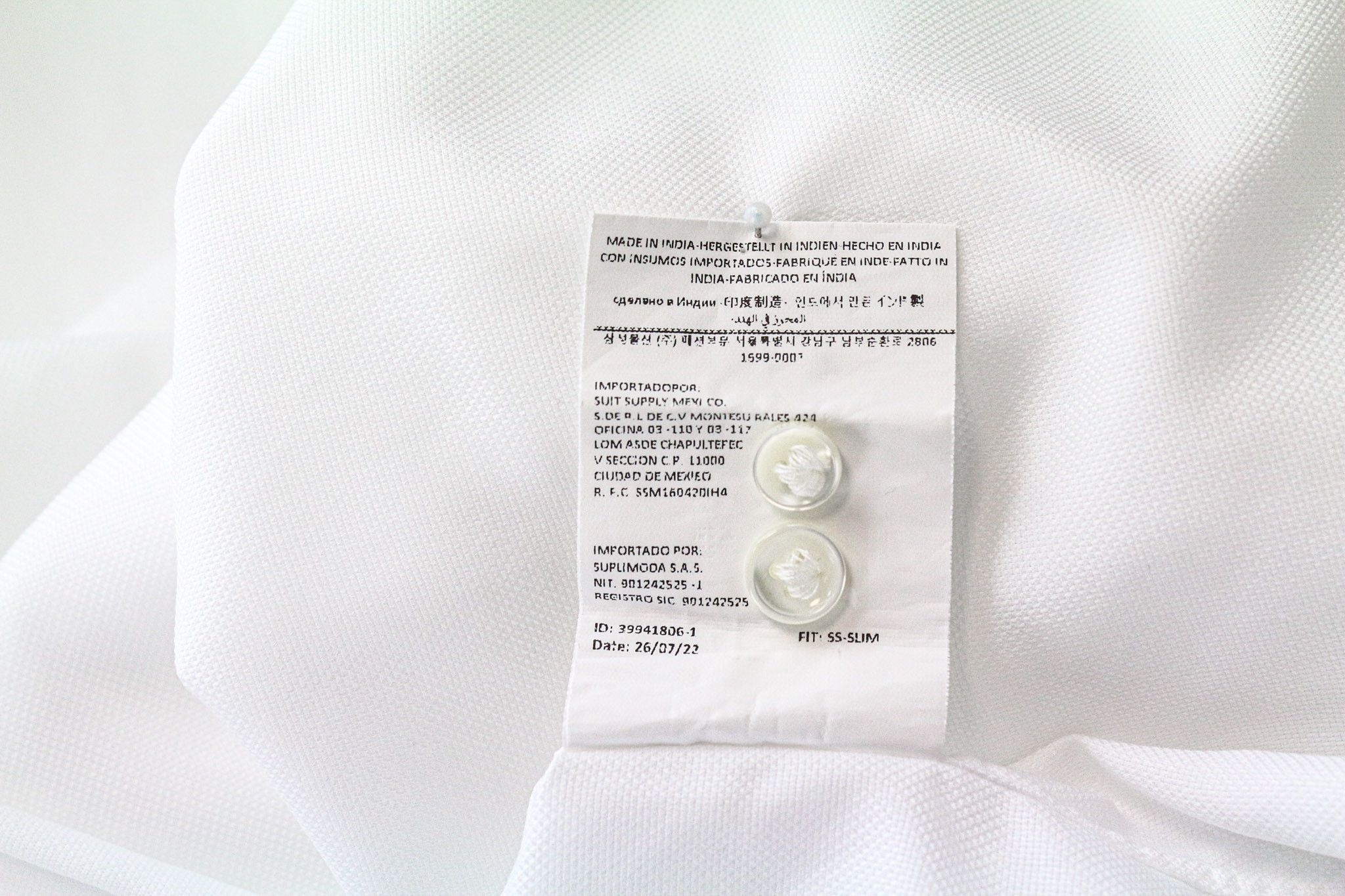 Suitsupply M Slim Fit White Cotton Spread Collar Shirt 79471 Size US M / EU 48-50 / 2 - 7 Thumbnail