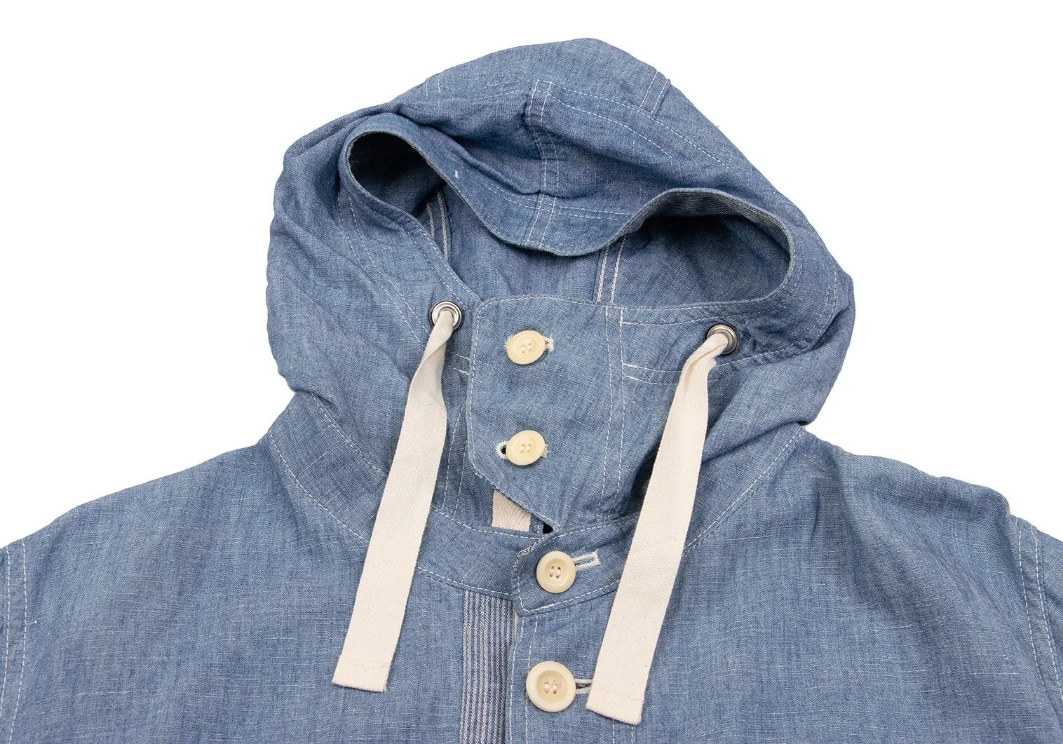 Junya Watanabe Light Blue Japanese Patterned Chambray Hoodie Pullover Size US S / EU 44-46 / 1 - 5 Thumbnail