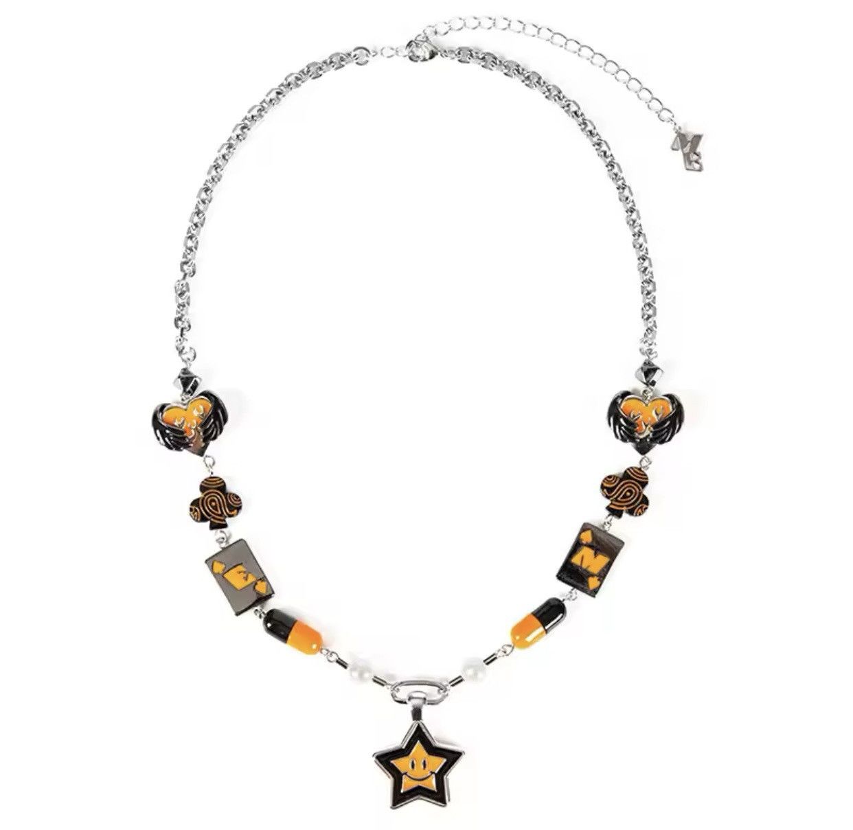 Vintage Orange Card Five-Pointed Star Smiling Lucky Pendant Size ONE SIZE - 1 Thumbnail