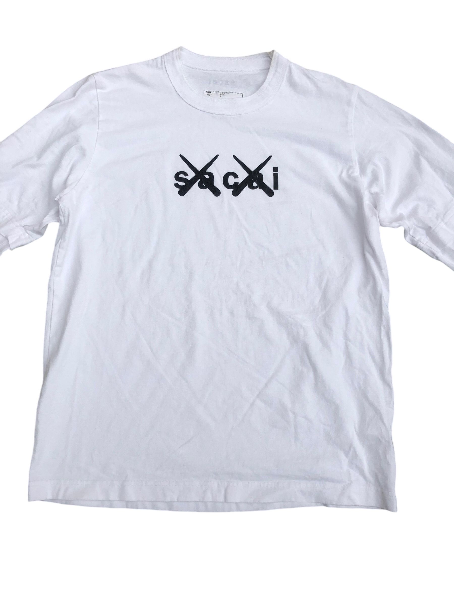 Sacai 💯🔥KAWS x SACAI Flock Print Long Sleeve T-shirt White Size US M / EU 48-50 / 2 - 3 Thumbnail