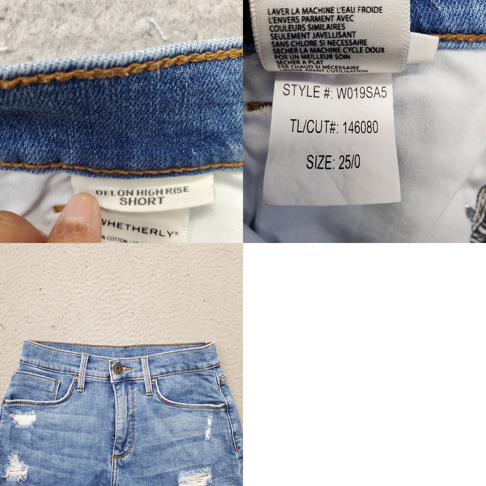 Vintage Whetherly Jean Shorts Womens Size 0 Blue Denim Delon High Rise Distressed Raw Hem Shorts Size 25" / US 0 / IT 36 - 8 Thumbnail