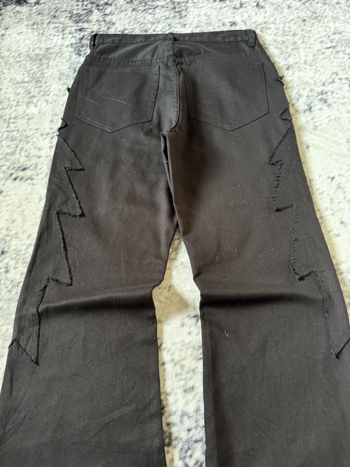Japanese Brand Amore Pure Jagged Fractured Lightning Studded Flared Jeans Size US 27 - 16 Thumbnail