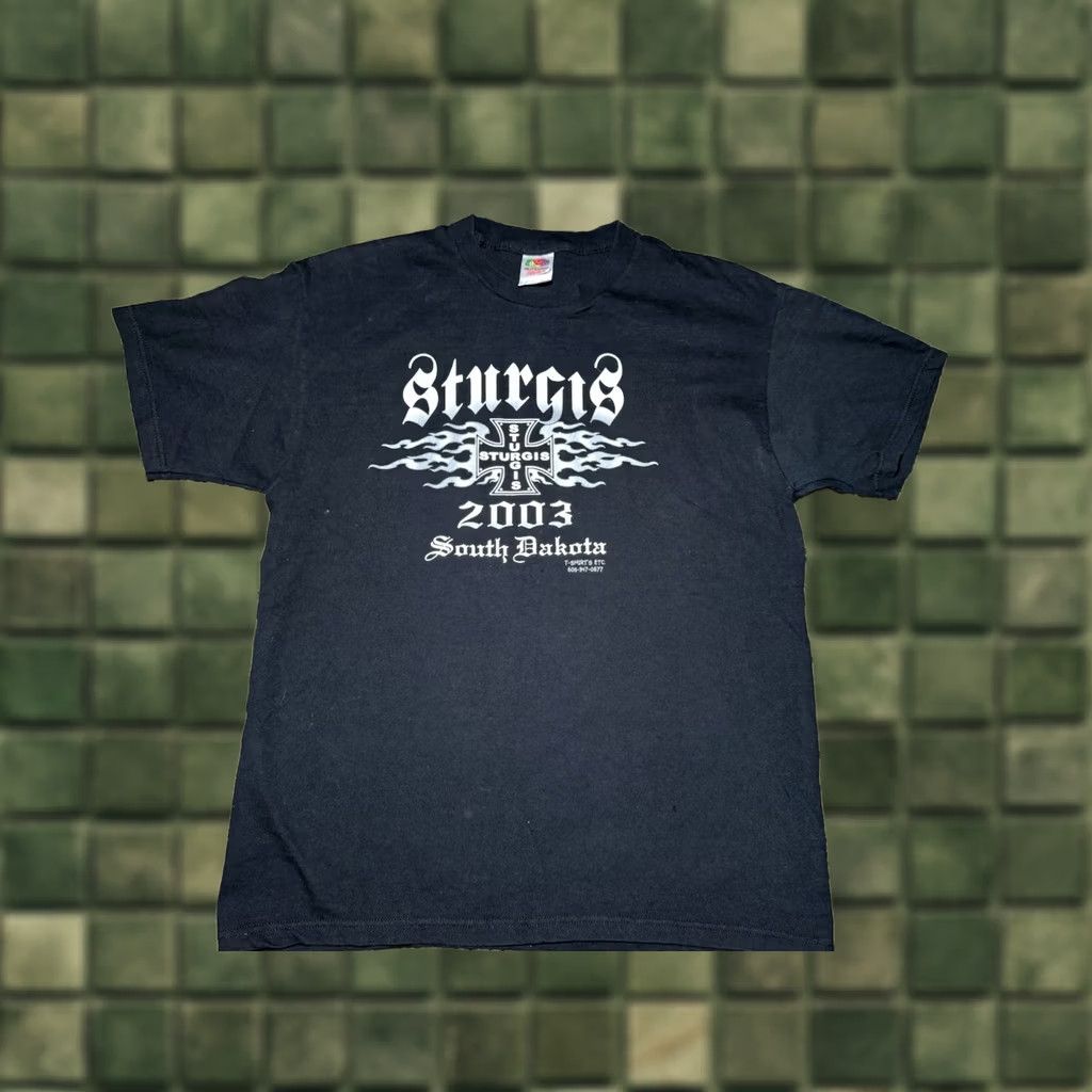 Vintage VINTAGE Sturgis Motorcycle T-Shirt L Black Iron Cross Flame Mens Size US L / EU 52-54 / 3 - 1 Thumbnail