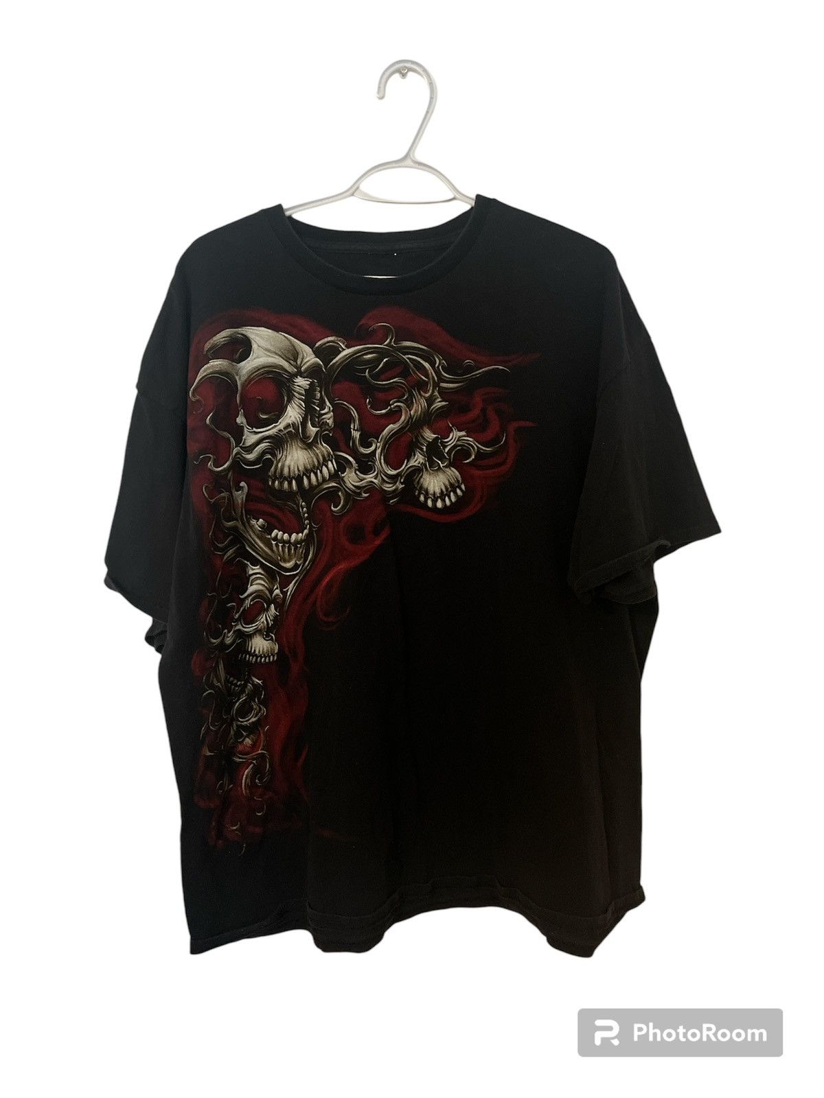 image of Y2K Affliction Skull Vamp Vintage Shirt in Black, Men's (Size XL)