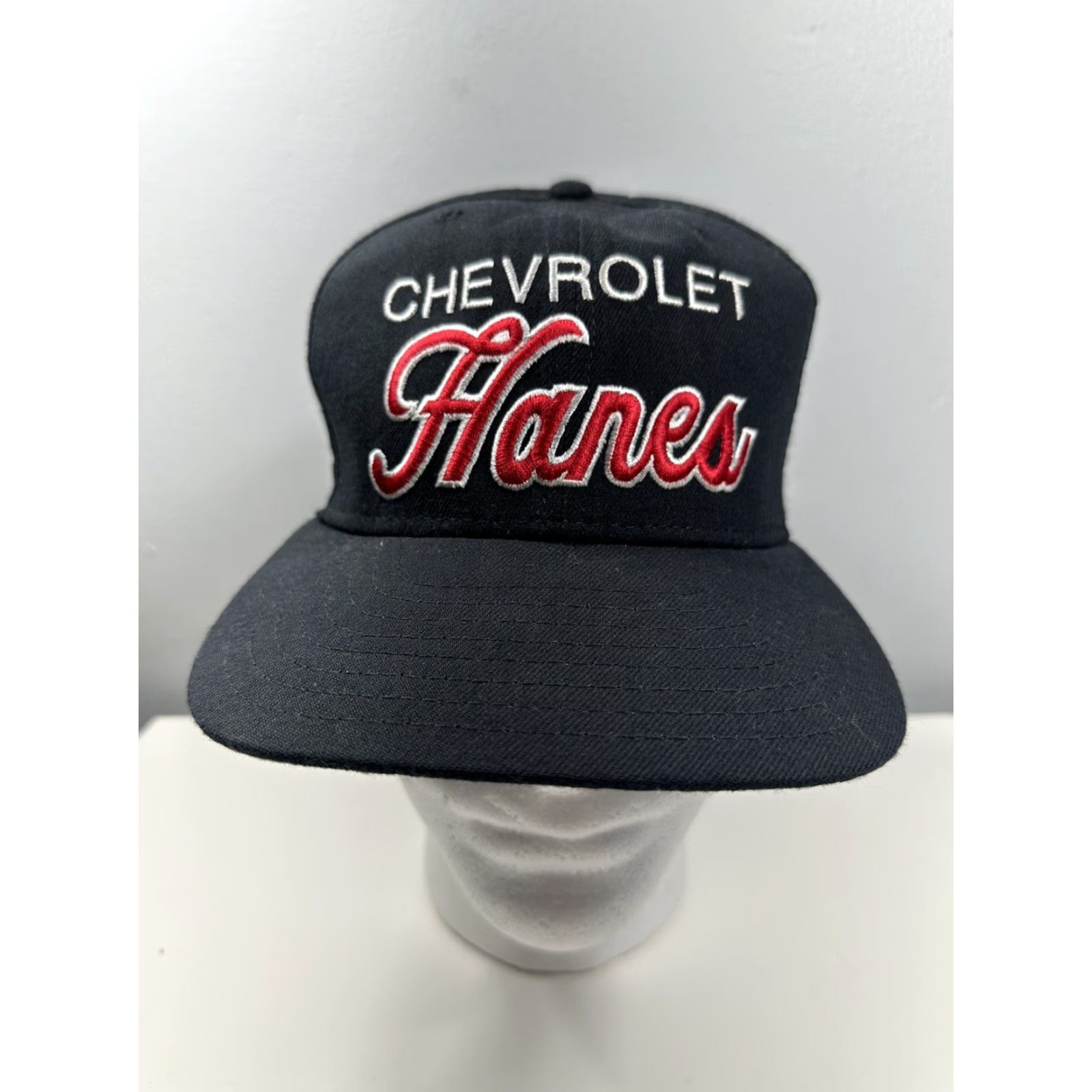 New Era VINTAGE 90s Chevrolet Hanes New Era Snapback Hat Made in USA Black M/L Size ONE SIZE - 2 Thumbnail