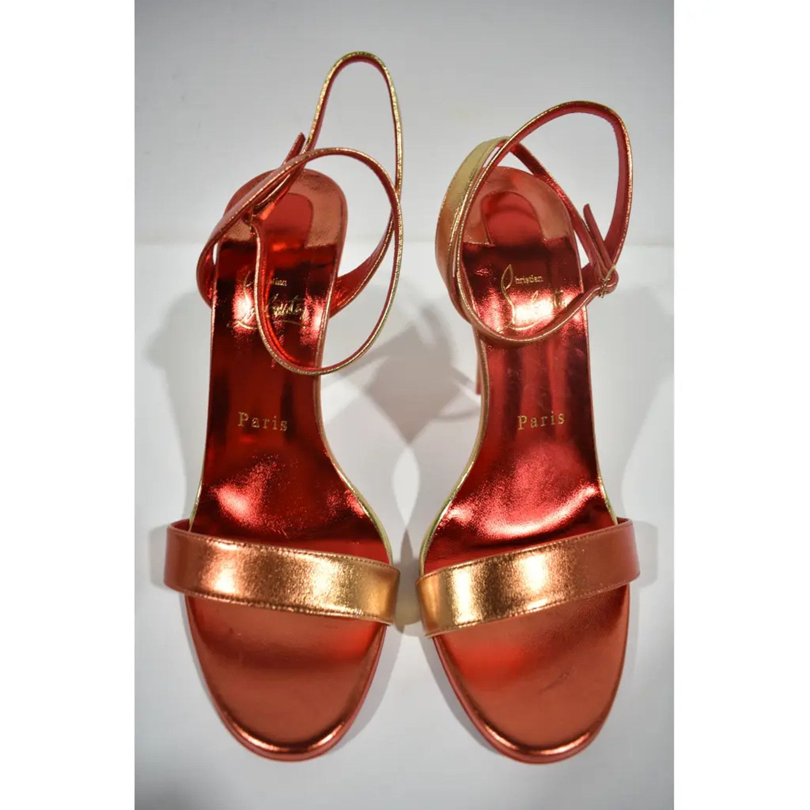 Christian Louboutin Loubigirl 100 Fiamma Red Ankle Strap Sandal Heel Pump 38.5 Size US 8.5 / IT 38.5 - 7 Thumbnail