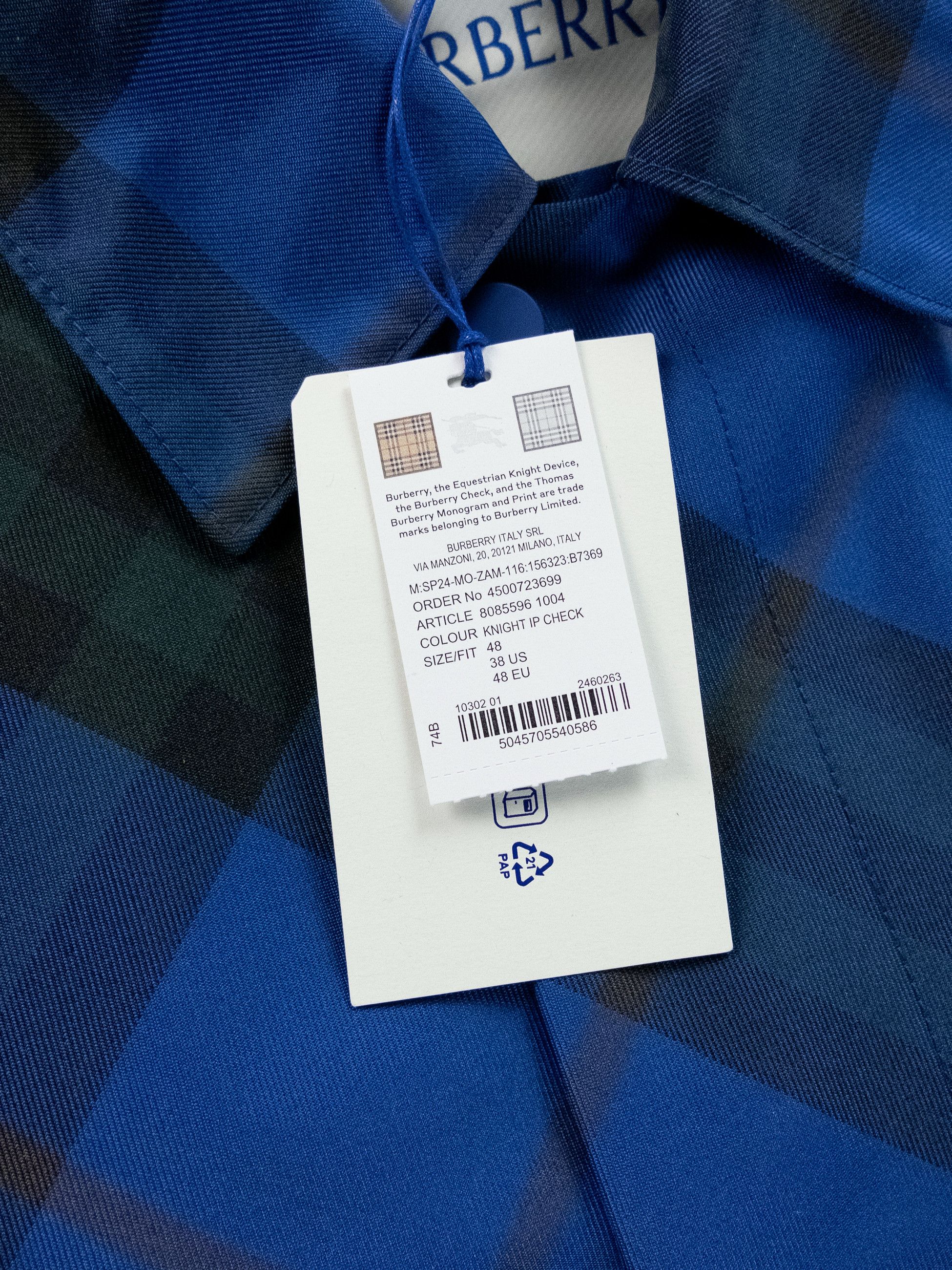 Burberry BURBERRY Knight IP check blue car coat Size 38 US / 48 IT Size US M / EU 48-50 / 2 - 9 Thumbnail