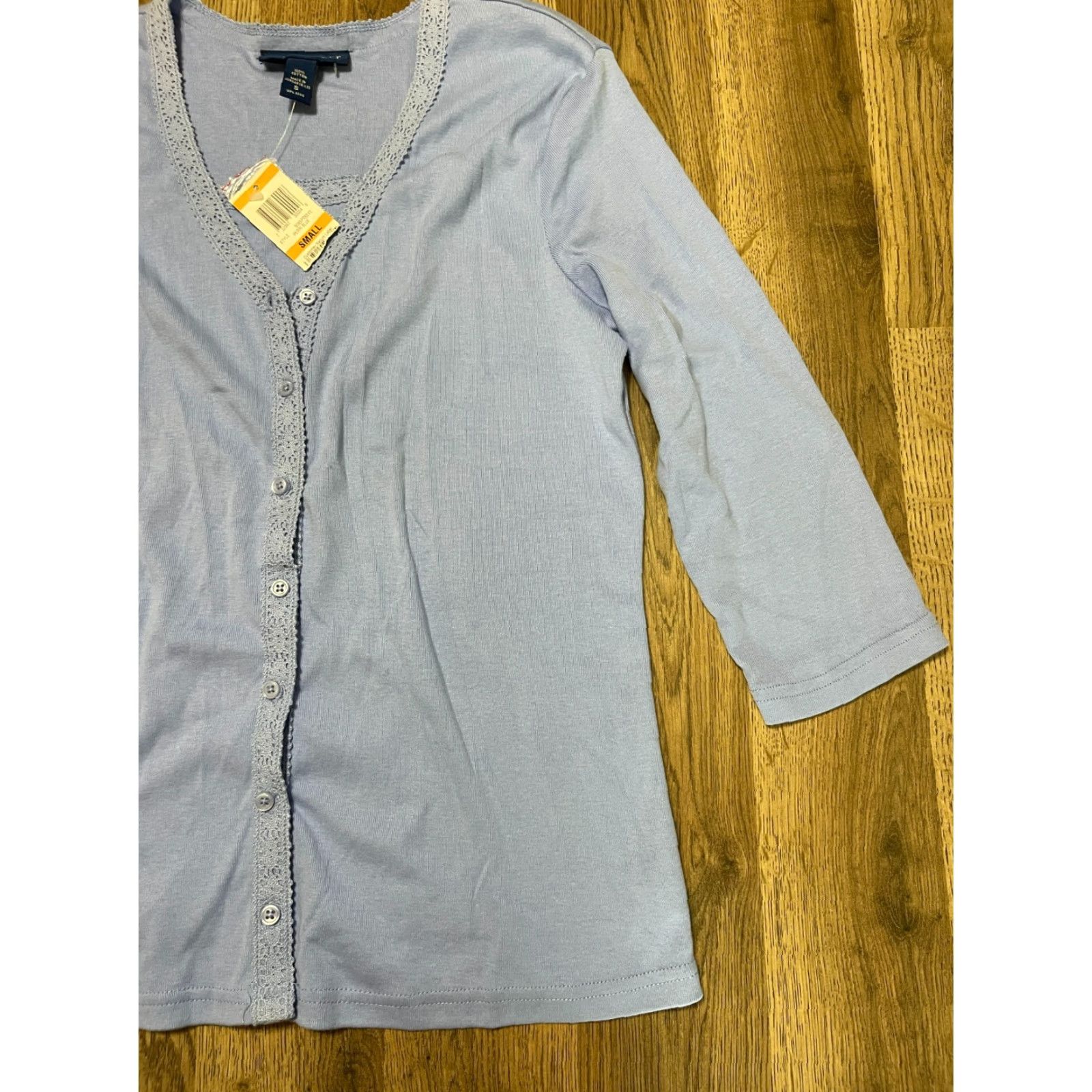 Vintage Karen Scott Sweater Cardigan, Women's Size Small, 3/4 Sleeve, Blue, NWT, Regular, Casual, Fall Spring Summer, Women, Shirt/Top, 0 Size S / US 4 / IT 40 - 4 Thumbnail