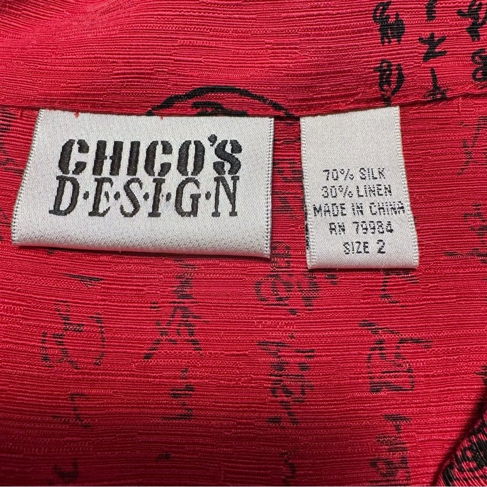 Chicos Chico's Design Silk Linen Red Shirt Size 2 US L Size L / US 10 / IT 46 - 6 Thumbnail