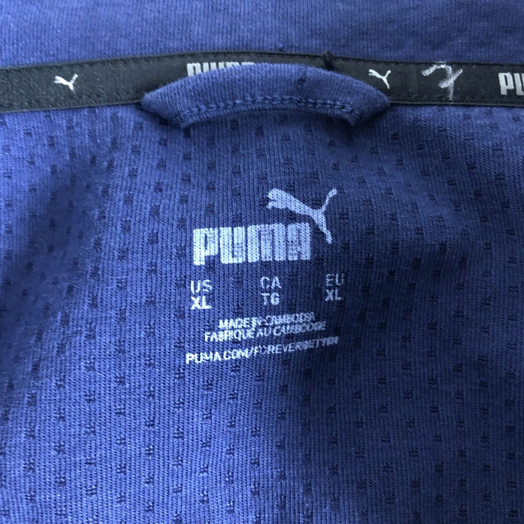 Puma PUMA Blue Striped Contrast Mock Neck Full Zip Cardigan Sweater Jacket XL Men Regular Full Zip Winter Spring Summer Fall Casual Size US XL / EU 56 / 4 - 8 Thumbnail