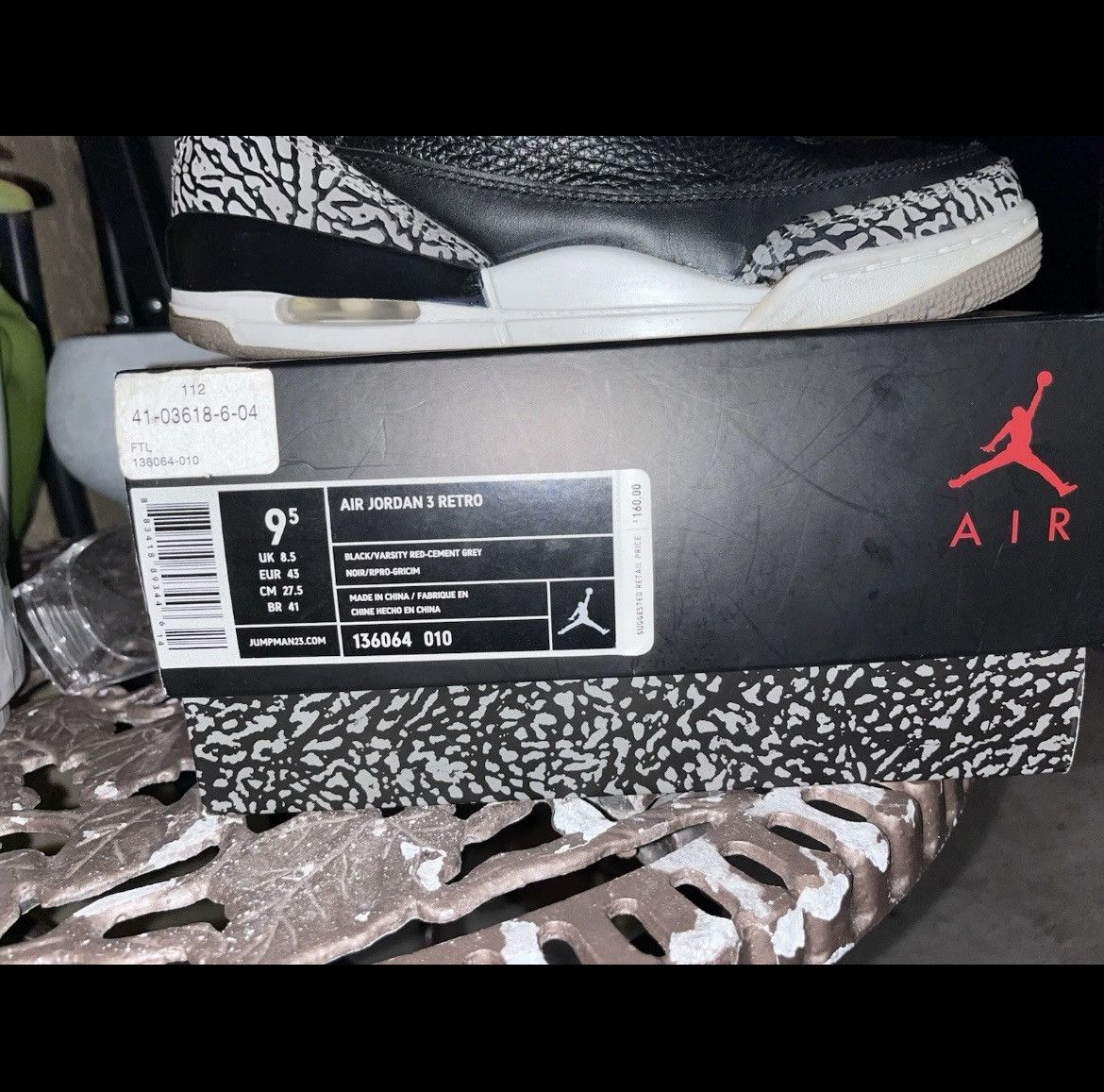 Jordan Brand 2011 Jordan 3 black cement Size US 10.5 / EU 43-44 - 8 Thumbnail