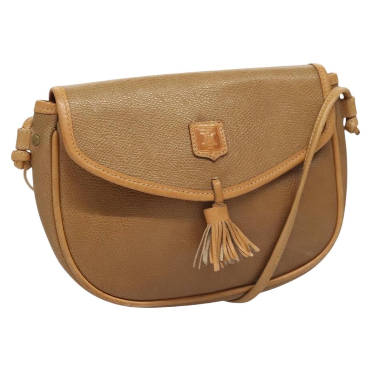 Celine Shoulder Bag Leather Brown Gold Auth Ba1388 in Brown/Gold, Women's