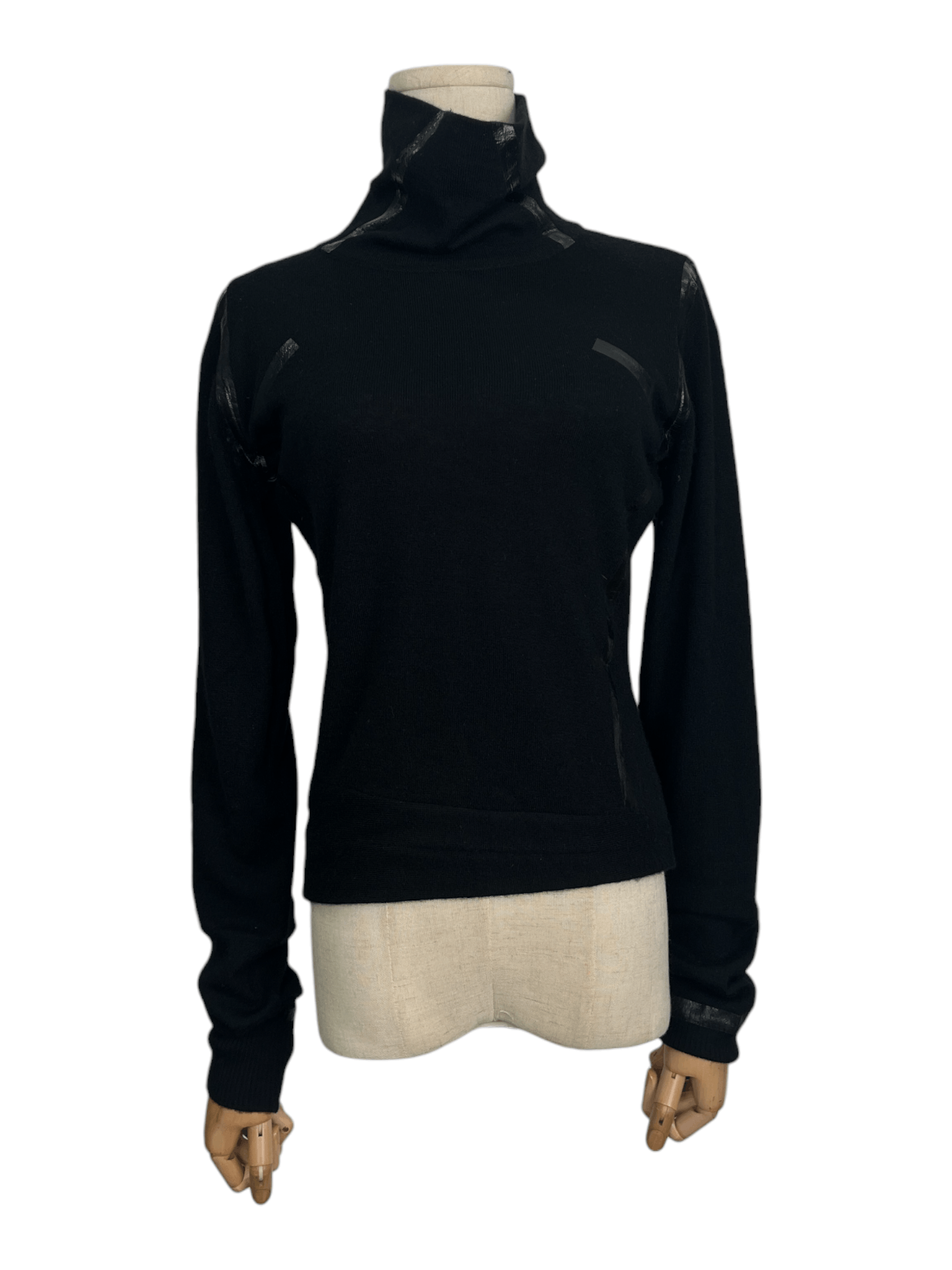 Dior Christian Dior Black Cashmere Turtleneck With Tape Details Size XS / US 0-2 / IT 36-38 - 1 Thumbnail