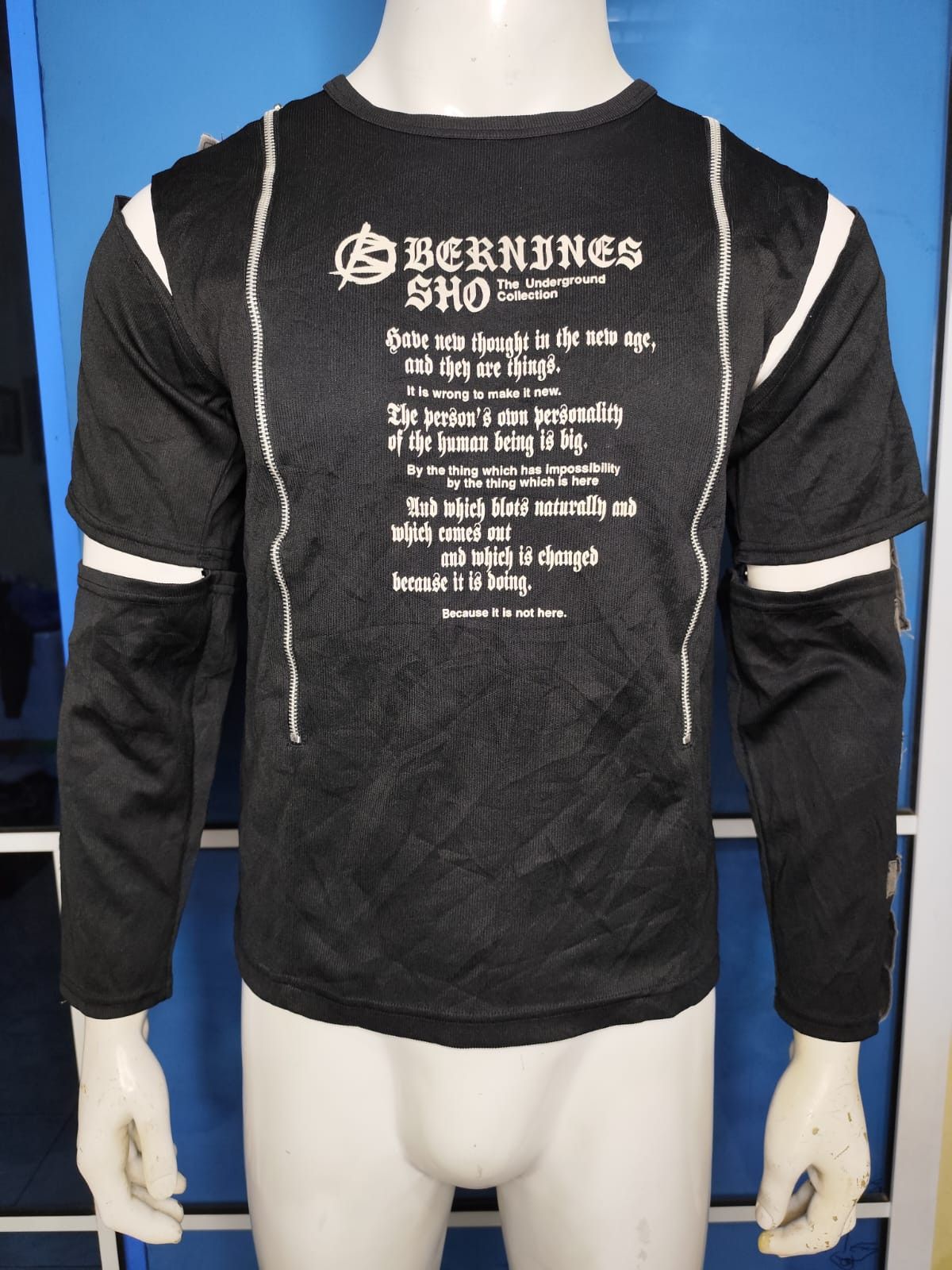 Japanese Brand Berningsho underground poem long sleeve t shirt Size US M / EU 48-50 / 2 - 1 Thumbnail