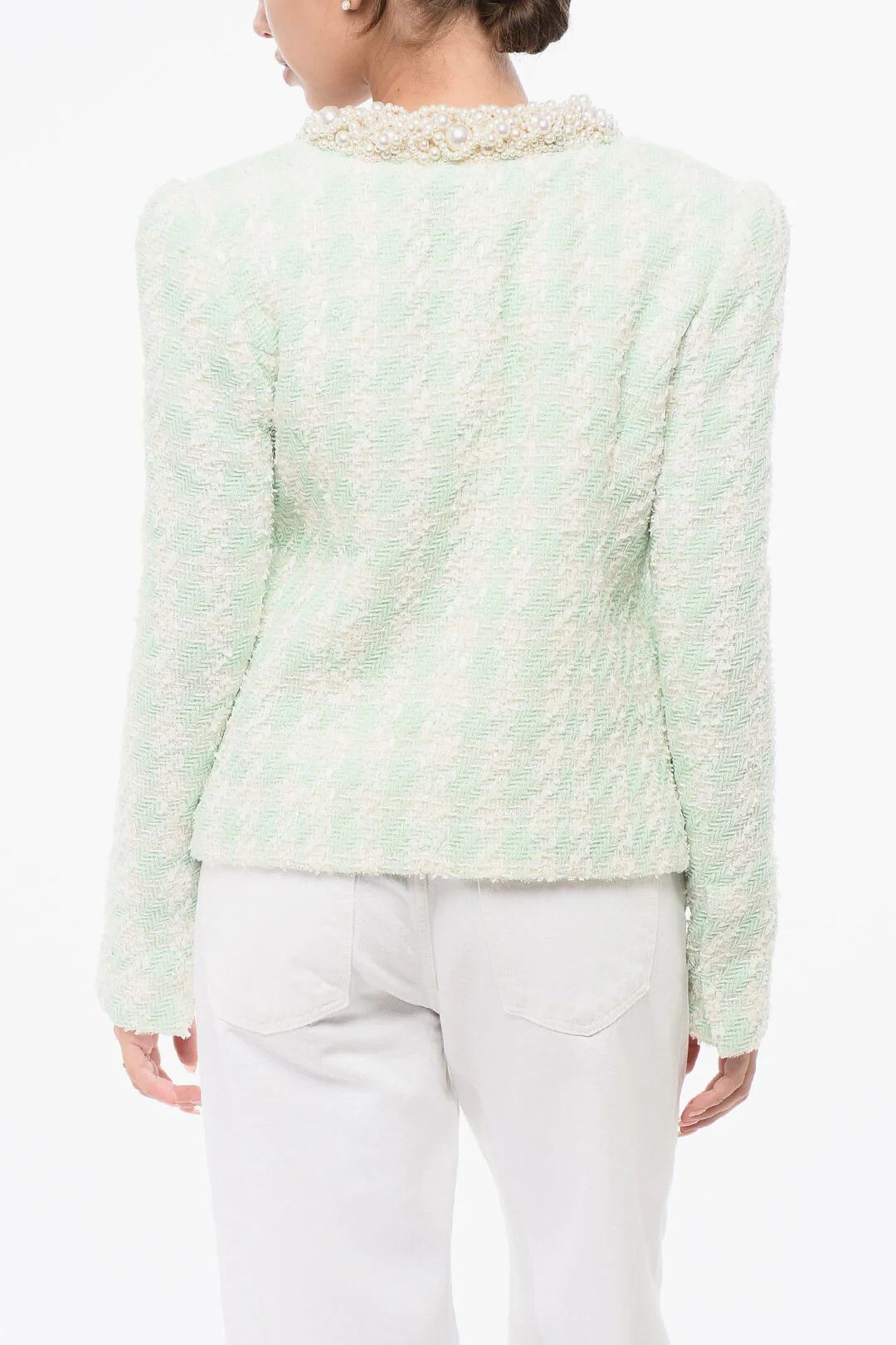 Balmain og1mm0326 Tweed Blazer in Light Blue Size S / US 4 / IT 40 - 2 Thumbnail