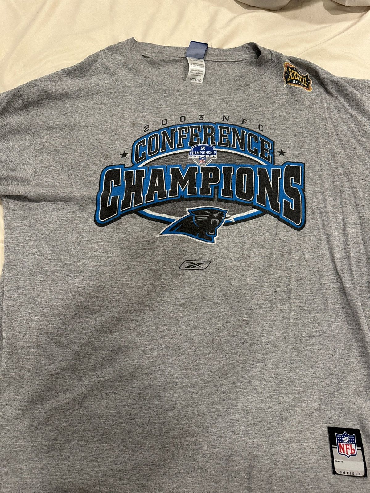 Reebok VINTAGE Carolina Panthers 2003 NFC Conf shirt Size US XL / EU 56 / 4 - 2 Thumbnail