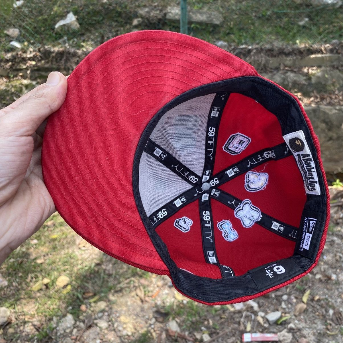 Bape × MLB × New Era BAPE x New Era 59FIFTY Kids Red Full Patch Fitted Cap Size ONE SIZE - 6 Thumbnail