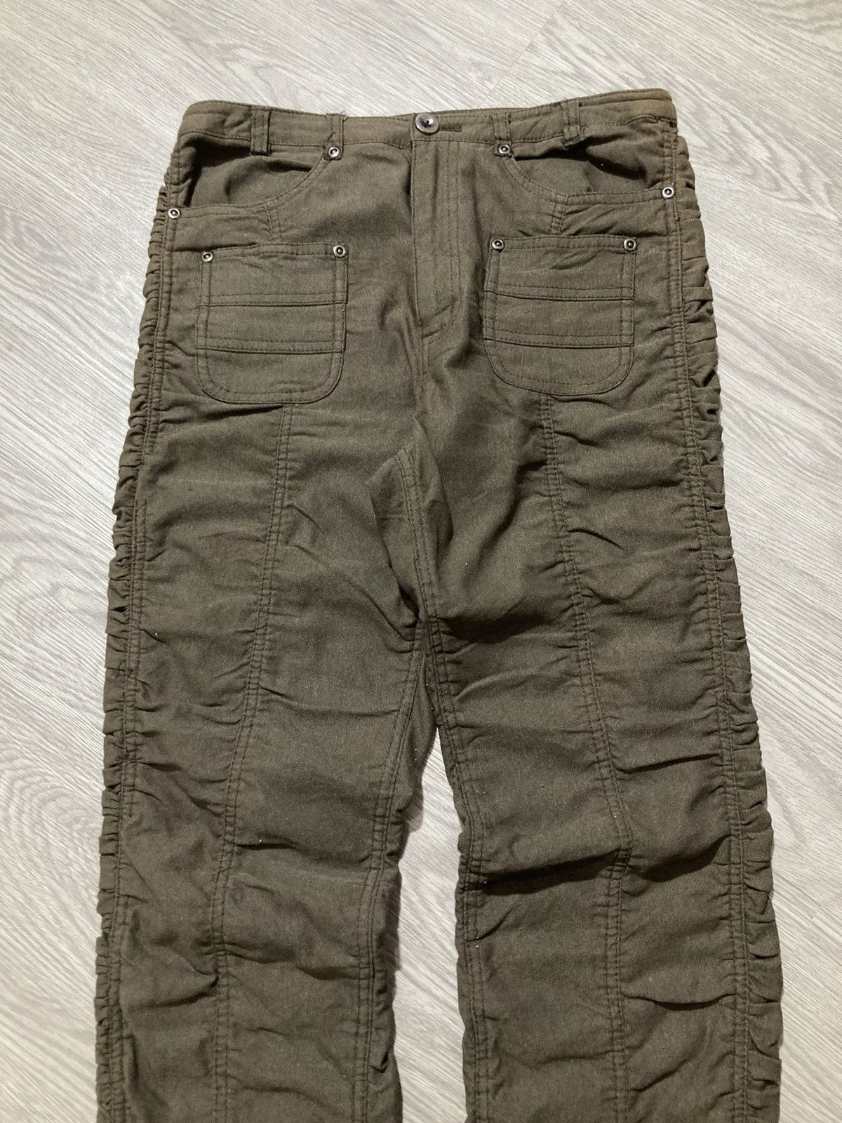 Le Grande Bleu (L.G.B.) 2000s Japanese Brand Ruched Pants Punk Lgb Style Green Army Size US 26 / EU 42 - 2 Thumbnail