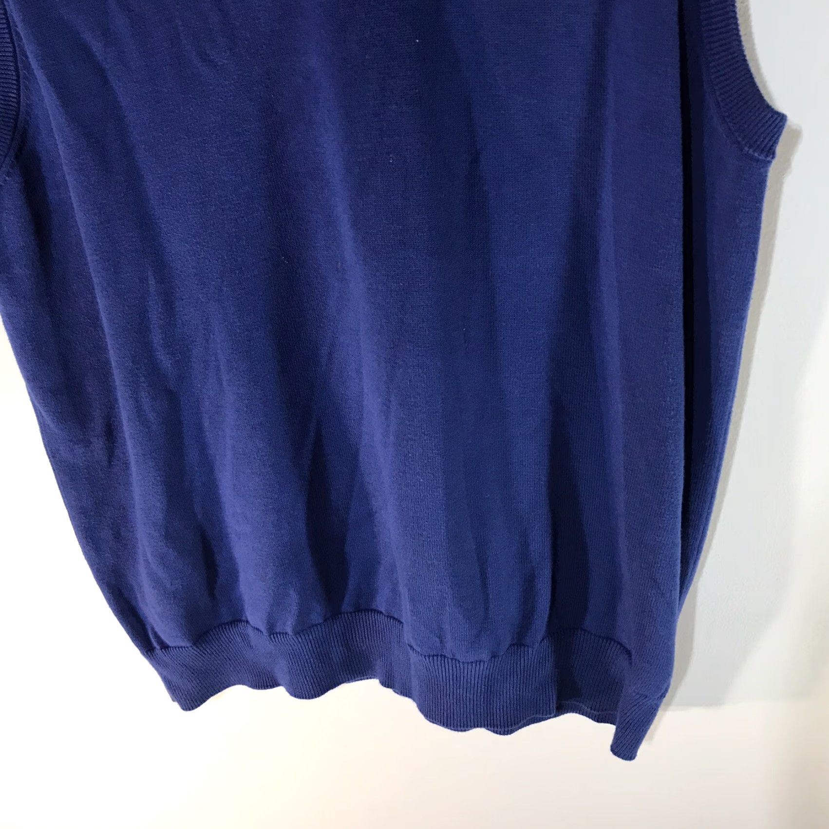 Chaps Chaps Men's Blue Cotton Sweater Vest Sleeveless V-Neck Regular Fit Fall Winter 100% Cotton Size US L / EU 52-54 / 3 - 3 Thumbnail