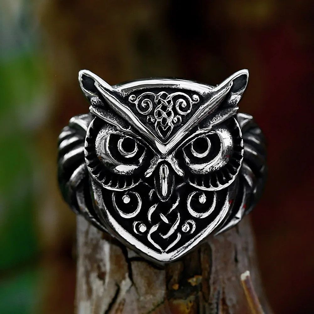 Jewelry Vintage Stainless Steel Owl Ring Size ONE SIZE - 3 Thumbnail