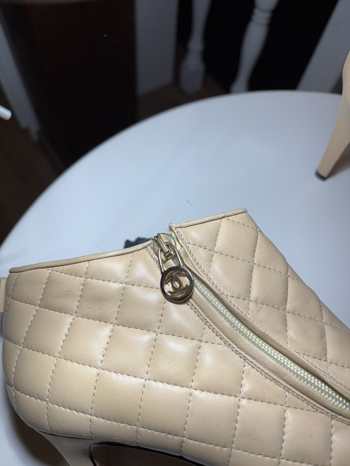 Chanel Chanel Beige Leather Cap-Toe Quilted Ankle Boots Size US 10 / IT 40 - 5 Thumbnail