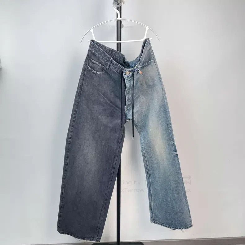 Balenciaga Balenciaga size M Asymmetrical Two-Tone Wide Leg Jeans Size US 27 - 1 Thumbnail