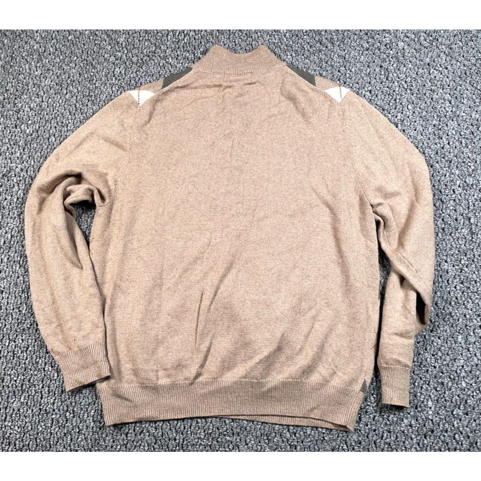 Brooks Brothers VINTAGE Brooks Brothers Sweater Adult Large Beige Wool Argyle Diamond 1/4-Zip Pullover Mens Size US L / EU 52-54 / 3 - 2 Thumbnail