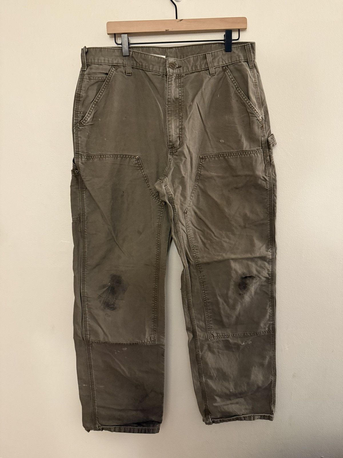 Carhartt Vintage Faded Carhartt Double Knee Olive 4gseller Size US 36 / EU 52 - 1 Thumbnail
