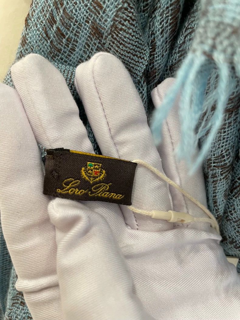 Loro Piana LORO PIANA size75*195cm Blue fabric handkerchief with cotto Size ONE SIZE - 2 Thumbnail