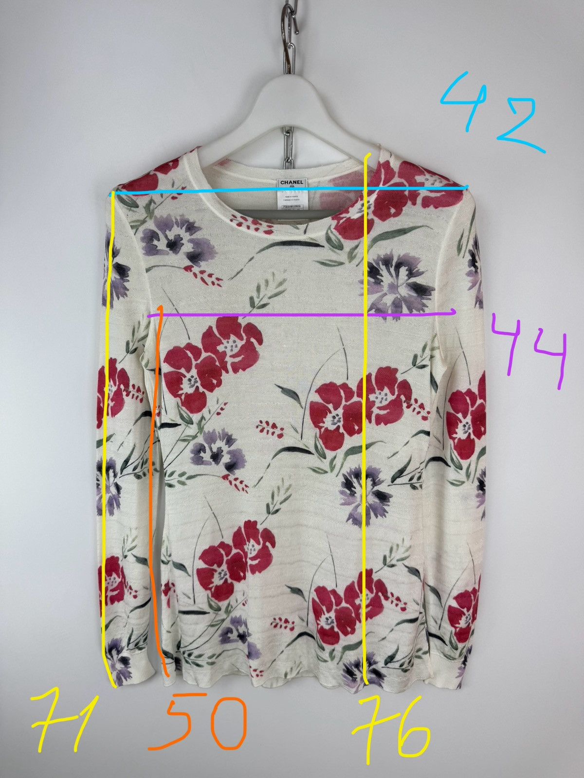 Chanel Chanel Floral Sweater Womens Knit Blouse Long Sleeve Size 40 Size M / US 6-8 / IT 42-44 - 9 Thumbnail