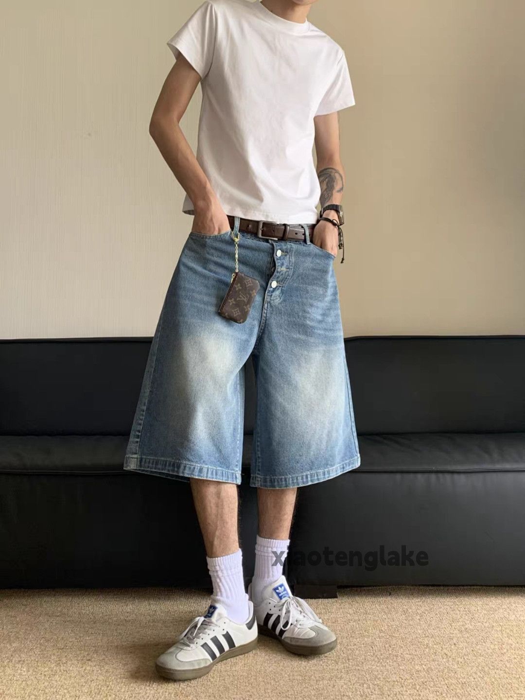 Jean Washed faded cleanfit yuppie y2k loose baggy shorts Size US 33 - 6 Thumbnail