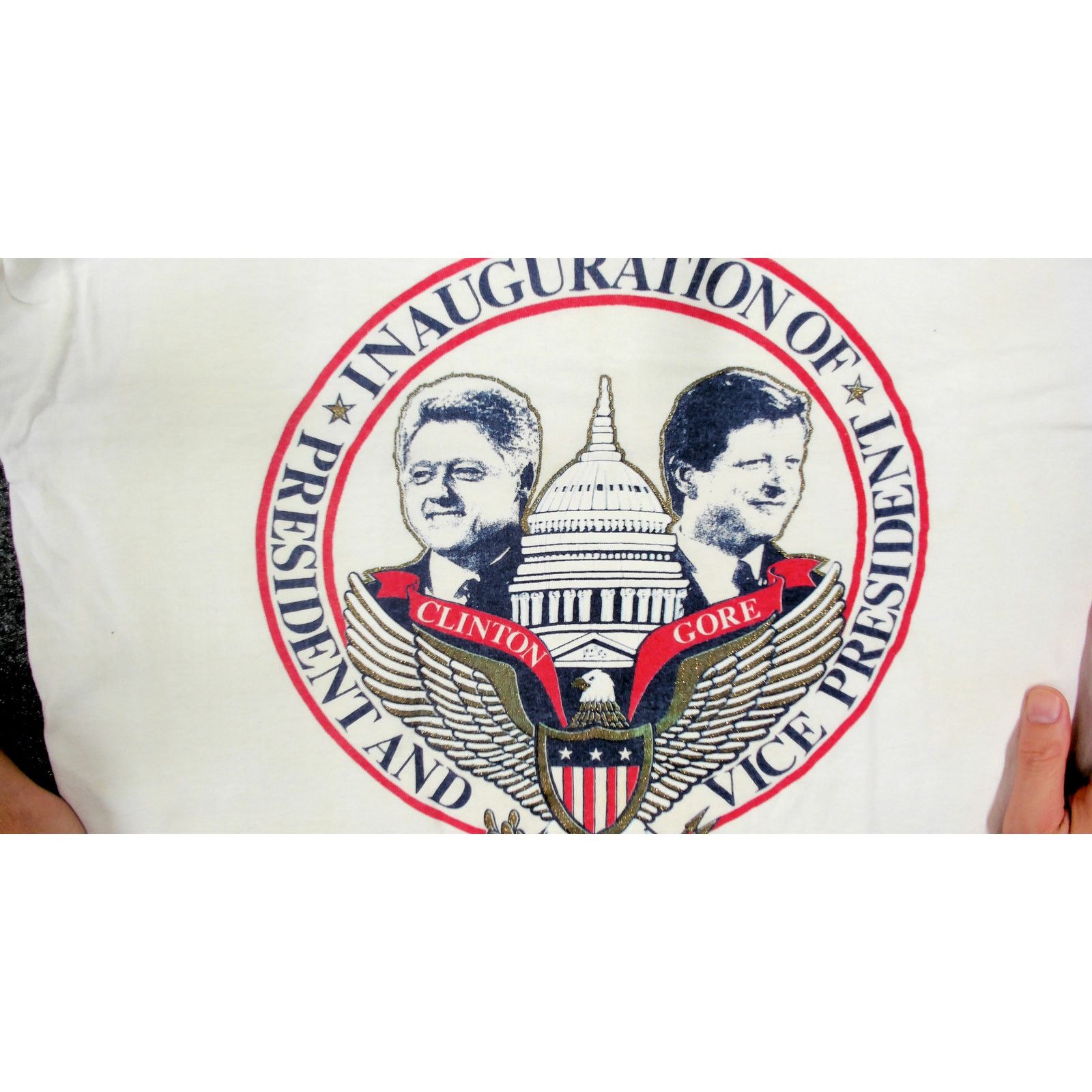 Fruit Of The Loom FOTL VTG 1993 Clinton Gore Inauguration Single Stitch Tee Size US L / EU 52-54 / 3 - 10 Thumbnail