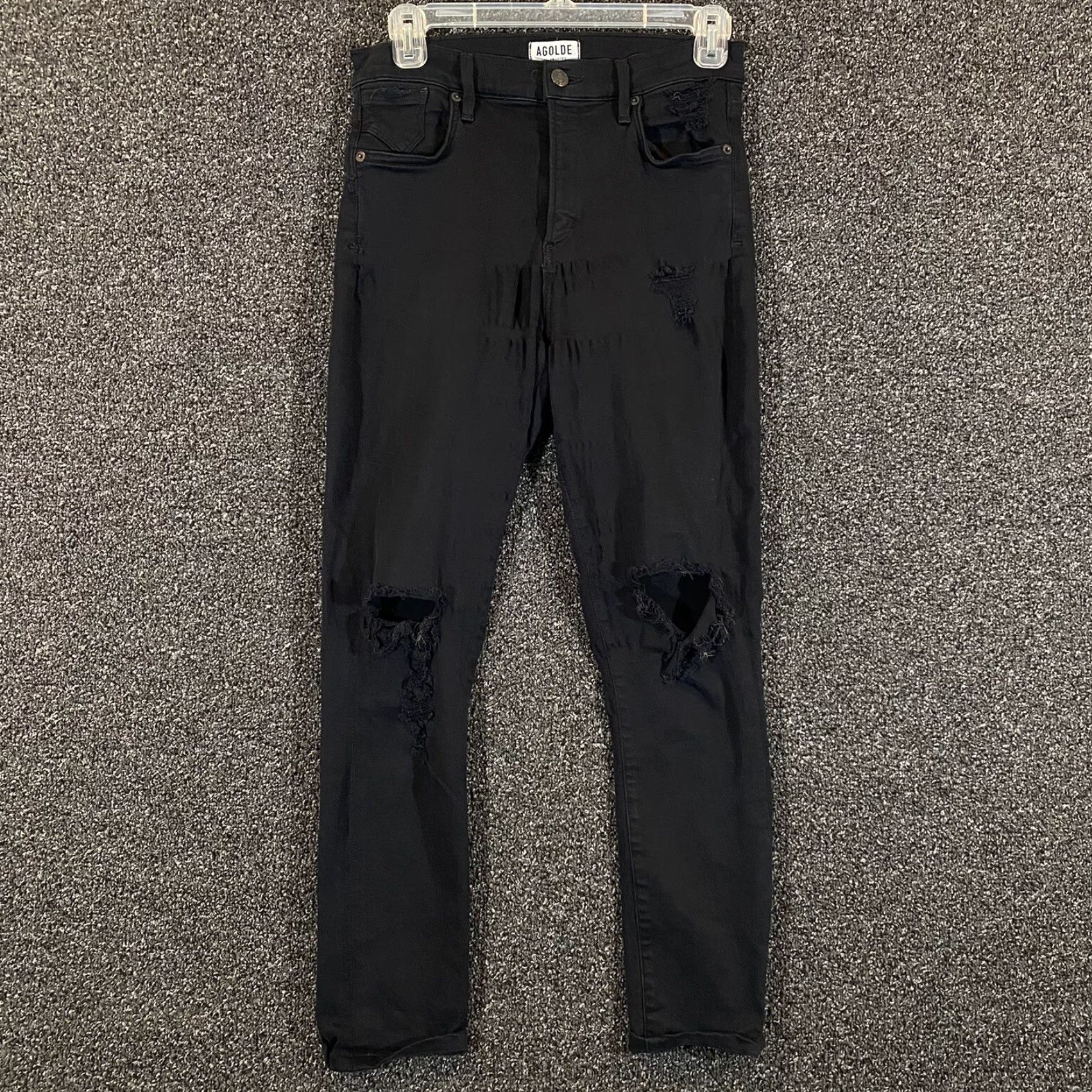 Agolde AGOLDE Sophie High Rise Skinny Jeans Womens 28 Moonstruck Black Distressed Jeans Slim Fit Size 28" / US 6 / IT 42 - 2 Thumbnail