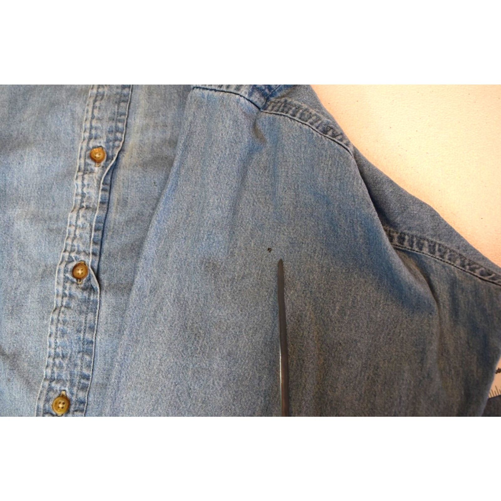 Denime VINTAGE Harriton Sturgis Buffalo Chip Embroidered Longhorn Denim Shirt Mens XL Long Sleeve Blue Cotton Button Down Collared Size US XL / EU 56 / 4 - 6 Thumbnail