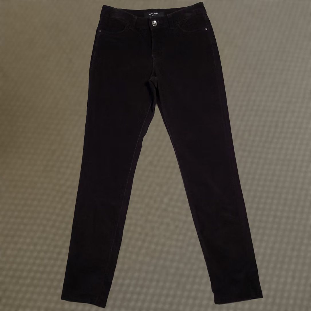 Nine West Nine West Corduroy Pants Jegging Cotton Stretch Straight Leg Women's 6 Black Size 28" / US 6 / IT 42 - 1 Thumbnail