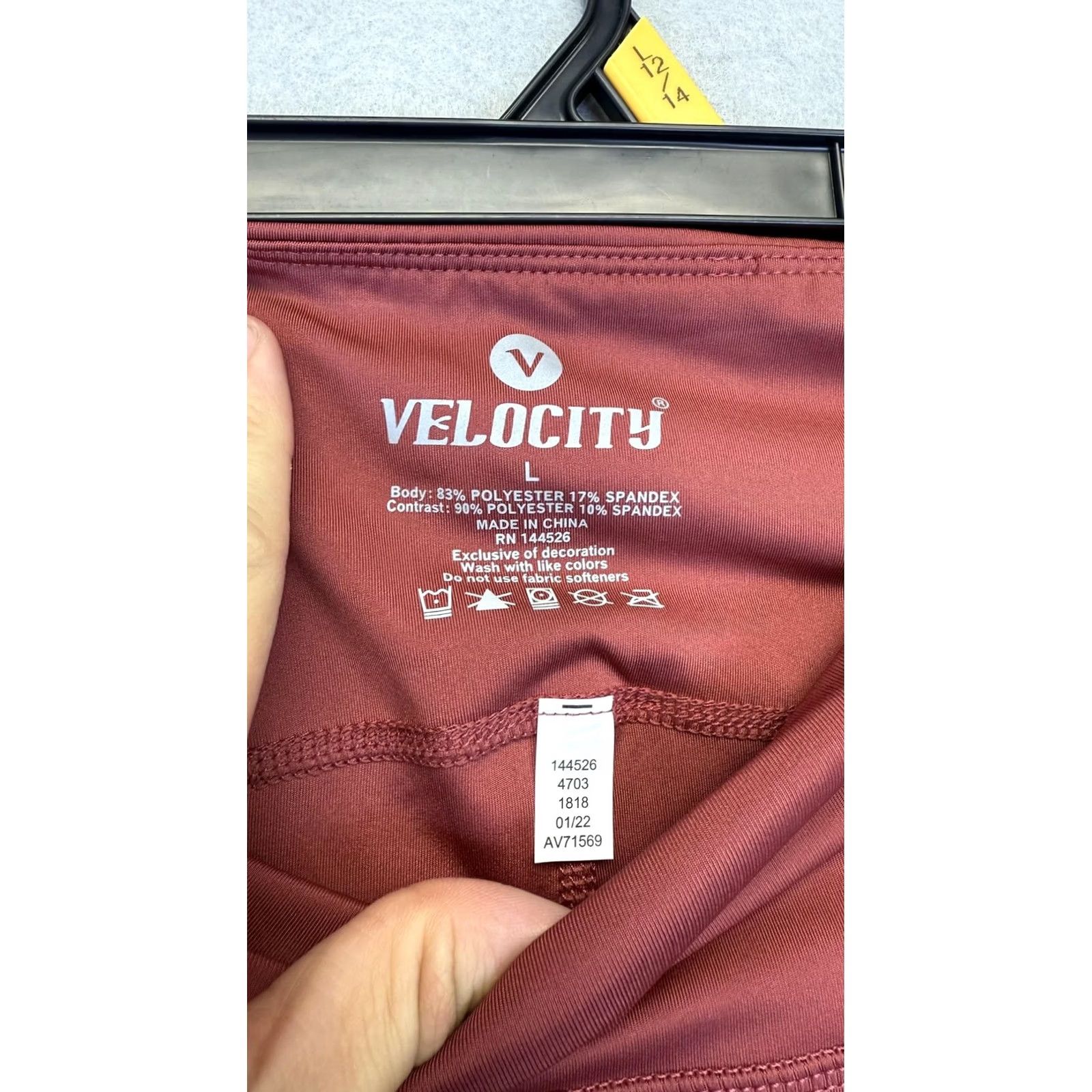 Vintage Velocity Pants Womens Large Red High Rise Yoga Leggings Pockets Stretch Ankle, Size L, Regular, Solid, Velocity, Gym & Training, Yoga, Running, Womens Size 36" / US 14 / IT 50 - 6 Thumbnail