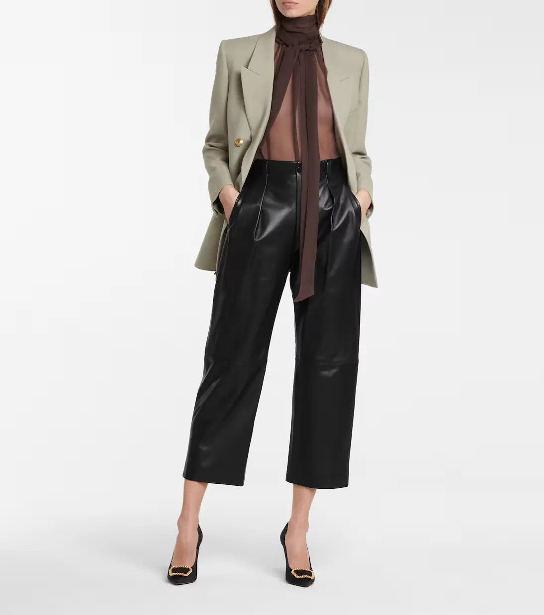 Saint Laurent Paris o1b1hav111224 Pleated Pants in Lambskin in Black Size 30" / US 8 / IT 44 - 2 Thumbnail