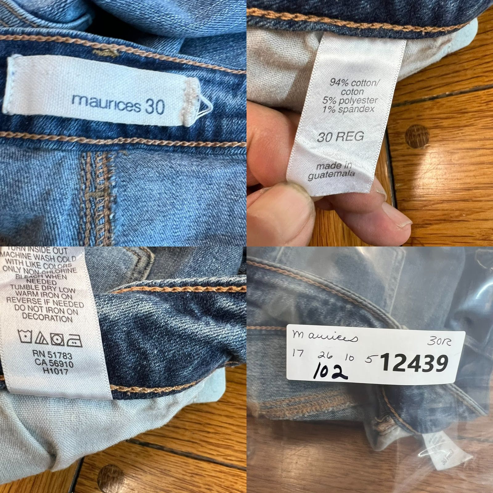Vintage Maurice's Jeans Womens Distressed Skinny Leg Cropped Denim Blue 30 Regular 5-Pocket Zipper Button Maurices Size 30" / US 8 / IT 44 - 8 Thumbnail