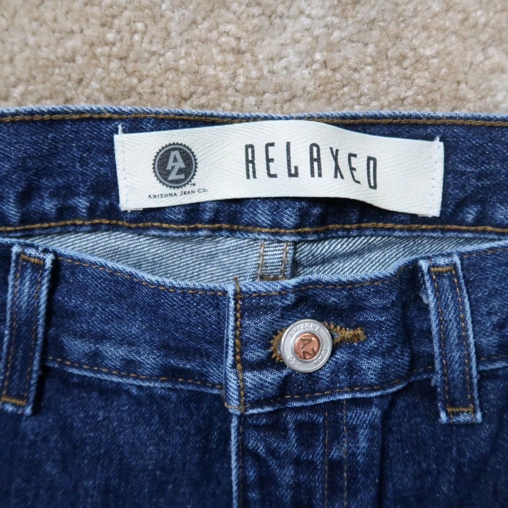 Vintage Arizona Jeans Vintage Big Ring Denim Relaxed Straight Jeans 44x32 Men Blue 90s Grunge Rockabilly 5-Pocket Zip Button Baggy Casual Size US 44 / EU 60 - 4 Thumbnail