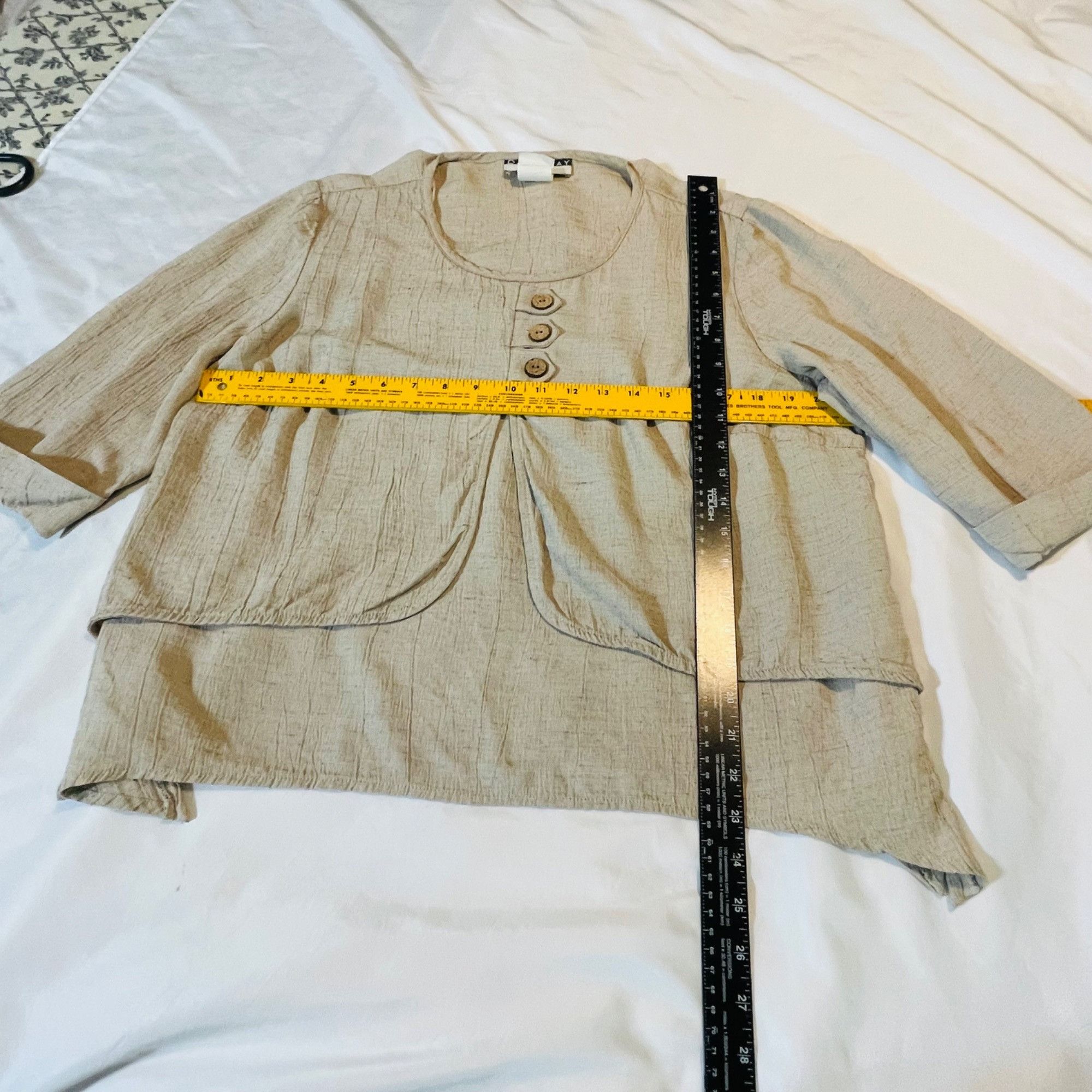 Dana Lee Dana Kay Womens Asymmetrical Beige Top Size 16WP Rayon Blend Size L / US 10 / IT 46 - 5 Thumbnail