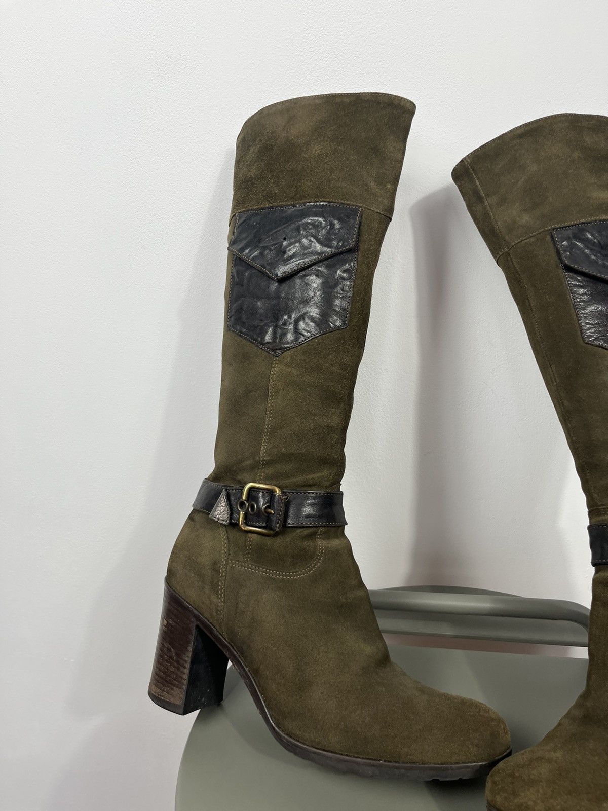 Other Janet Janet Suede Knee High Boots Pocket Detail Size 39.5 Size US 9 / IT 39 - 4 Thumbnail
