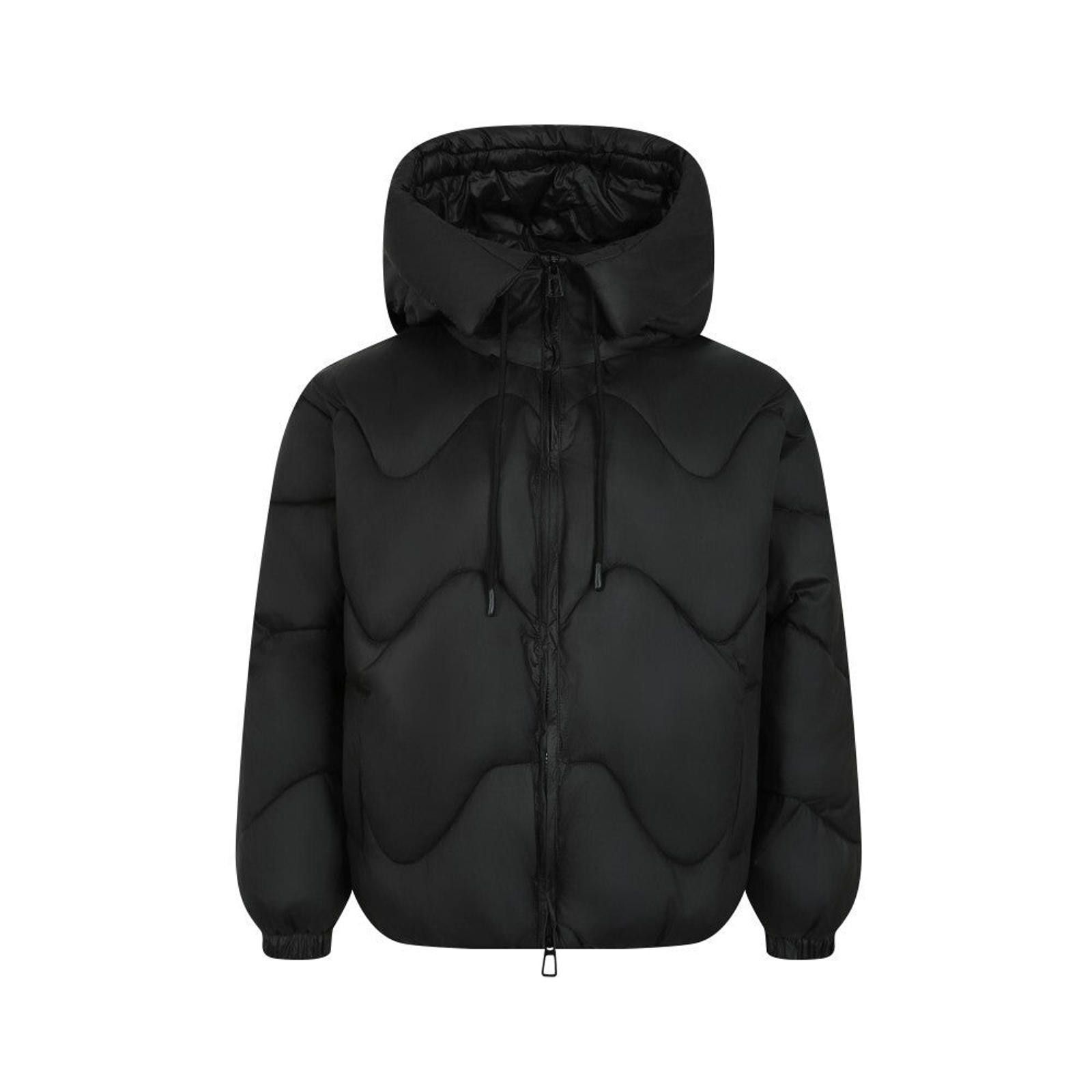 Black Quilted Puffer Jacket Men's Hooded Winter Coat